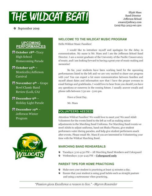 September Wildcat Beat 